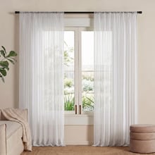 Georgia White Sheer Rod Pocket Curtains (Set of 2)